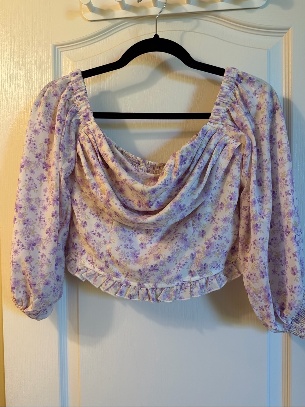 Hello Molly Lilac Floral Draped Peasant Top